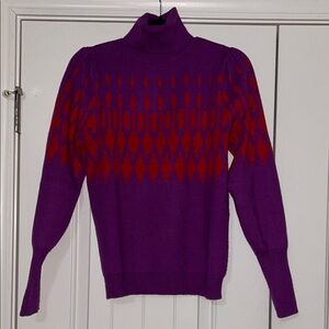 Ann Taylor Purple and Red Turtleneck Sweater